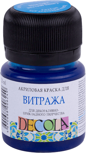 Краска акриловая для витража DECOLA банка 20 мл, 520 Синяя светлая NP-4226520