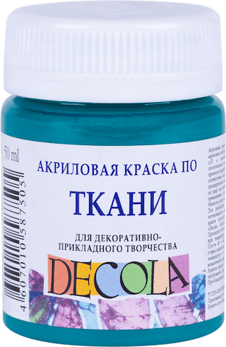 Краска акриловая по ткани DECOLA банка 50 мл, 720 Изумрудная NP-4128720