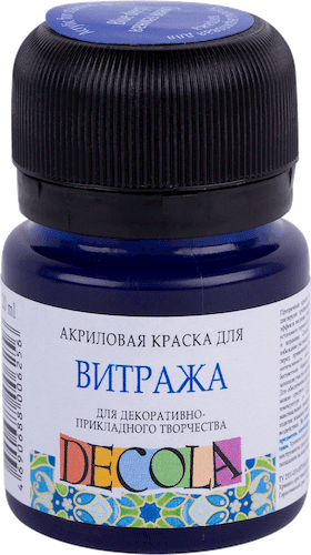 Краска акриловая для витража DECOLA банка 20 мл, 517 Синяя темная NP-4226517