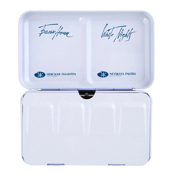 Пенал для акварели на 12 кювет с палитрой БЕЛЫЕ НОЧИ металл, светло-голубой NP-2011301444