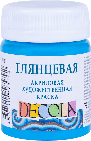 Краска акриловая DECOLA глянцевая, банка 50 мл, 512 Небесно-голубая NP-2928512