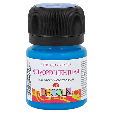 Краска акриловая DECOLA флуоресцентный (неоновый), банка 20 мл, 513 Голубая NP-4326513