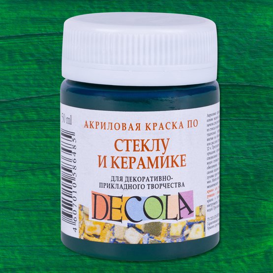 Краска акриловая по стеклу/керамике DECOLA банка 50 мл, 710 Зеленая темная NP-4028710
