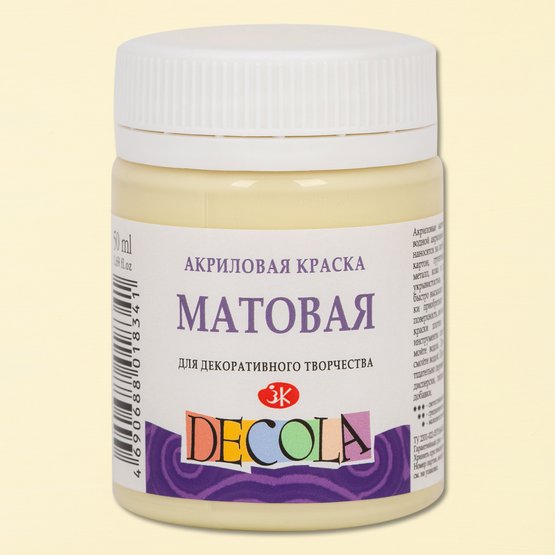 Краска акриловая DECOLA матовая, банка 50 мл, 243 Ванильная NP-14328243