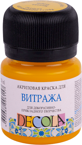 Краска акриловая для витража DECOLA банка 20 мл, 211 Желтая NP-4226211