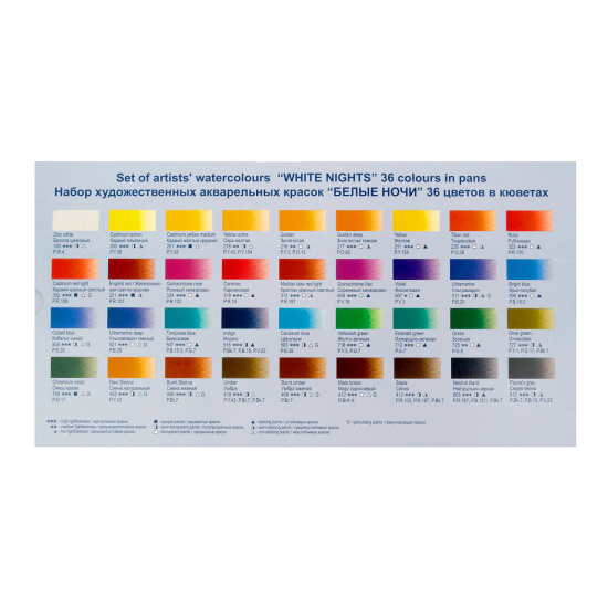 Набор акварели БЕЛЫЕ НОЧИ 36 шт x 2.5 мл, пластик/палитра NP-1942258