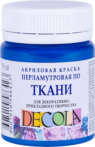 Краска акриловая по ткани DECOLA перламутровая, банка 50 мл, 507 Бирюзовая NP-5228507