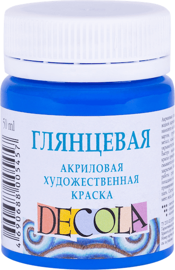 Краска акриловая DECOLA глянцевая, банка 50 мл, 515 Синяя NP-2928515