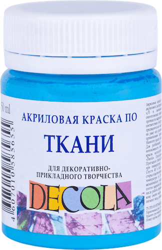 Краска акриловая по ткани DECOLA банка 50 мл, 512 Небесно-голубая NP-4128512