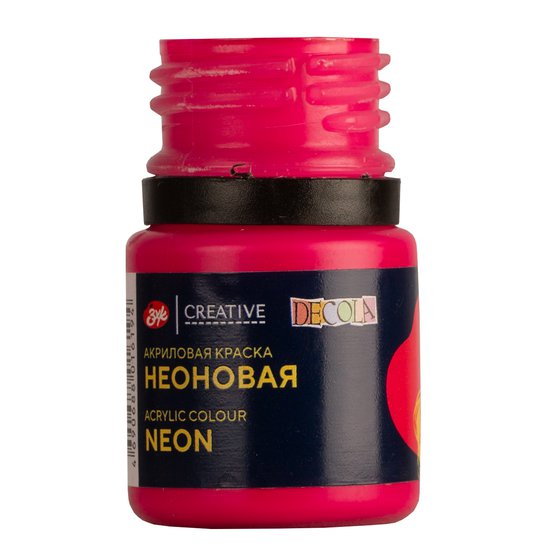 Краска акриловая DECOLA флуоресцентный (неоновый), банка 20 мл, 319 Карминовая NP-4326319