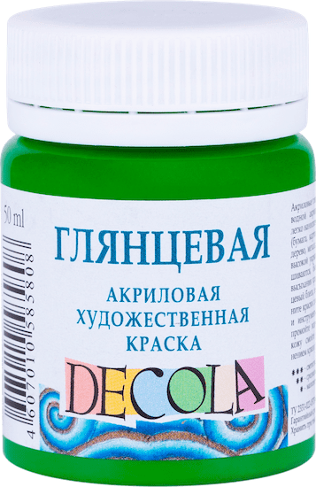 Краска акриловая DECOLA глянцевая, банка 50 мл, 717 Зеленая светлая NP-2928717