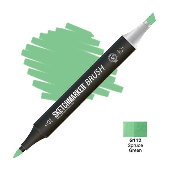 Маркер SKETCHMARKER Brush двухсторонний на спирт.основе G112 Зеленая ель MPSMB-G112