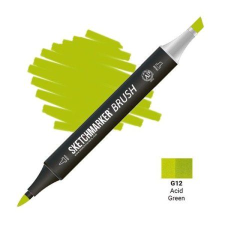 Маркер SKETCHMARKER Brush двухсторонний на спирт.основе G12 Ярко зелёный MPSMB-G12