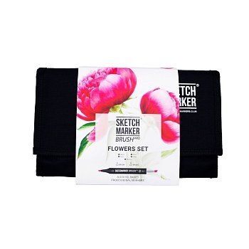 Набор маркеров SKETCHMARKER Brush Flowers Set 24 шт Цветы + сумка органайзер MPSMB-24FLOW