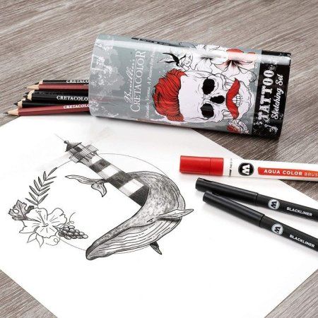 Набор для скетчинга CRETACOLOR Tattoo 14 предметов, мет.упаковка CR40083
