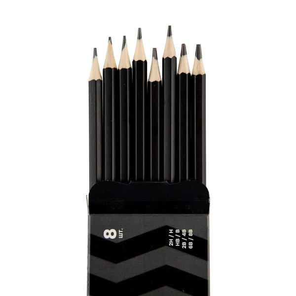 Набор чернографитных карандашей Стихия 8 шт в картонной упаковке MPST03007