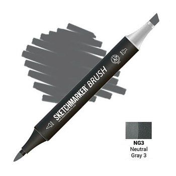 Маркер SKETCHMARKER Brush двухсторонний на спирт.основе NG3 Нейтральный серый 3 MPSMB-NG3 Маркер SKETCHMARKER Brush двухсторонний на спирт.основе NG3 Нейтральный серый 3 MPSMB-NG3