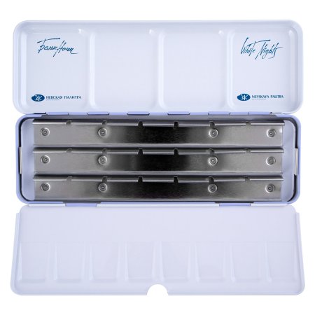 Пенал для акварели на 21 кювету с палитрой БЕЛЫЕ НОЧИ металл, светло-голубой NP-2011301446