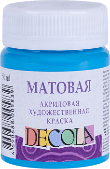 Краска акриловая DECOLA матовая, банка 50 мл, 512 Небесно-голубая NP-14328512