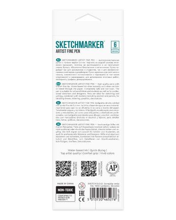 Набор капиллярных ручек SKETCHMARKER Artist fine pen Brown 6 цв MPAFP-6BRWN