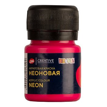 Краска акриловая DECOLA флуоресцентный (неоновый), банка 20 мл, 319 Карминовая NP-4326319