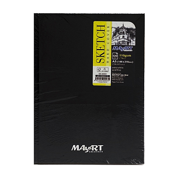 Скетчбук MayArt 110 г/м2 A5 210 x 148 мм 120 стр, экстрабелые листы, в твердом переплете MA00003