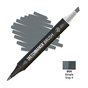 Маркер SKETCHMARKER Brush двухсторонний на спирт.основе SG4 Простой серый 4 MPSMB-SG4 Маркер SKETCHMARKER Brush двухсторонний на спирт.основе SG4 Простой серый 4 MPSMB-SG4