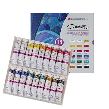 Набор акриловых красок СОНЕТ 18 шт х 18 мл, картон NP-28412524