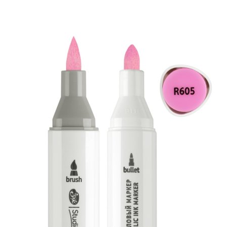 Маркер акриловый двусторонний СОНЕТ перо кисть/пуля 1 шт R605 розовый NP-273-R605