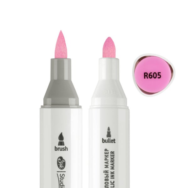 Маркер акриловый двусторонний СОНЕТ перо кисть/пуля 1 шт R605 розовый NP-273-R605