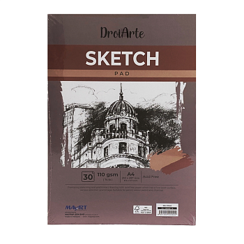 Альбом для скетчинга MayArt 110 г/м2 A4 297 x 210 мм 30 л, экстрабелые листы, склейка MA00042