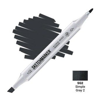Маркер SKETCHMARKER двухсторонний на спирт.основе SG2 Простой серый 2 MPSM-SG2