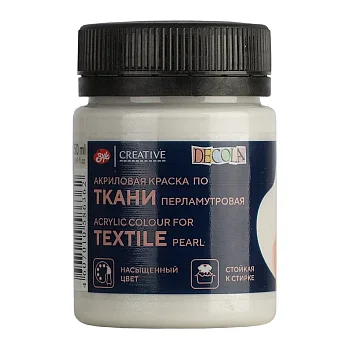 Краска акриловая по ткани DECOLA перламутровая, банка 50 мл, 104 Белая NP-5228104