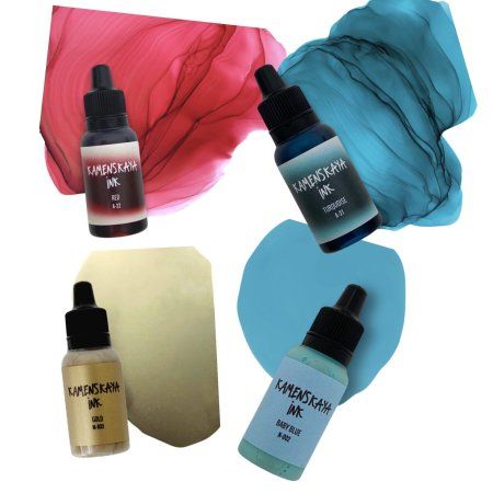 Набор для рисования спиртовыми (алкогольными) чернилами Kamenskaya Ink №4, 4 x 15 мл K-00-00000573
