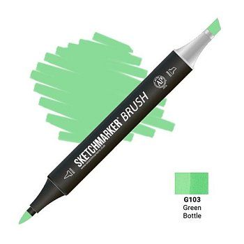 Маркер SKETCHMARKER Brush двухсторонний на спирт.основе G103 Зеленая бутылка MPSMB-G103