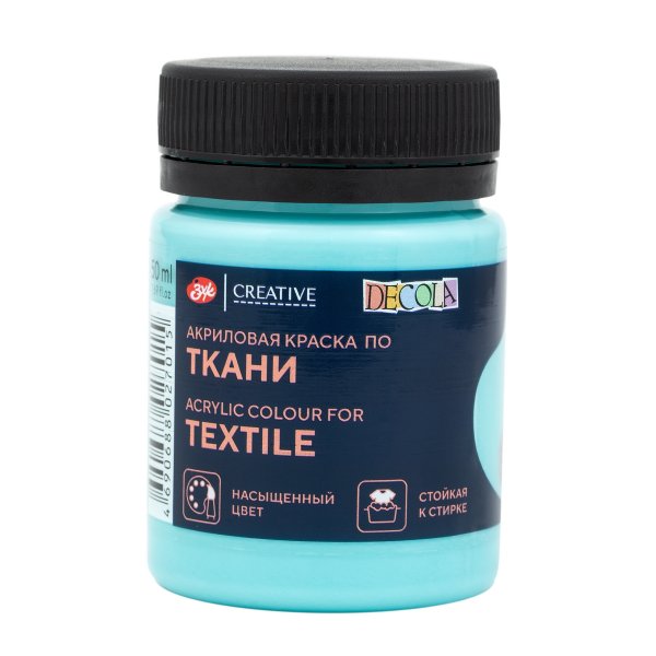 Краска акриловая по ткани DECOLA банка 50 мл, 594 Ментоловая NP-4128594