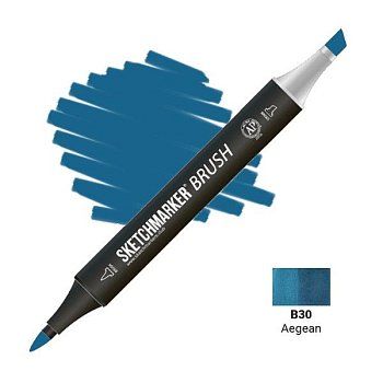 Маркер SKETCHMARKER Brush двухсторонний на спирт.основе B30 Эгейское море MPSMB-B30