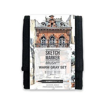 Набор маркеров SKETCHMARKER Brush Warm grey 12 шт MPSMB-12WG