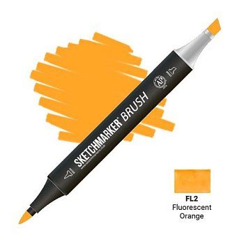 Маркер SKETCHMARKER Brush двухсторонний на спирт.основе FL2 Флуоресцентный оранжевый MPSMB-FL2