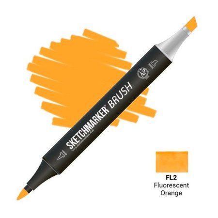 Маркер SKETCHMARKER Brush двухсторонний на спирт.основе FL2 Флуоресцентный оранжевый MPSMB-FL2