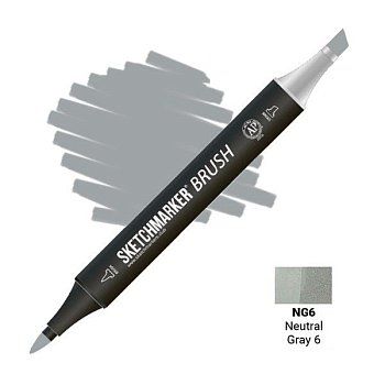 Маркер SKETCHMARKER Brush двухсторонний на спирт.основе NG6 Нейтральный серый 6 MPSMB-NG6 Маркер SKETCHMARKER Brush двухсторонний на спирт.основе NG6 Нейтральный серый 6 MPSMB-NG6