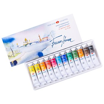 Набор акварели БЕЛЫЕ НОЧИ 12 шт x 10 мл, пластик/картон NP-19411227
