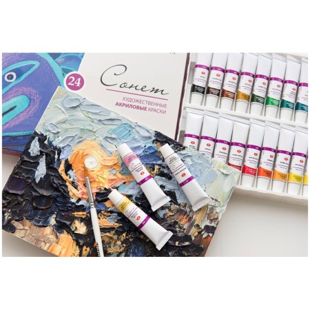 Набор акриловых красок СОНЕТ 24 шт х 10 мл, картон NP-28411851