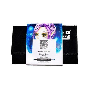Набор маркеров SKETCHMARKER Brush Manga set 24 шт Манга + сумка органайзер MPSMB-24MANG