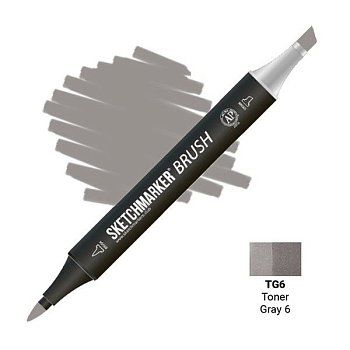 Маркер SKETCHMARKER Brush двухсторонний на спирт.основе TG6 Тонированный серый 6 MPSMB-TG6