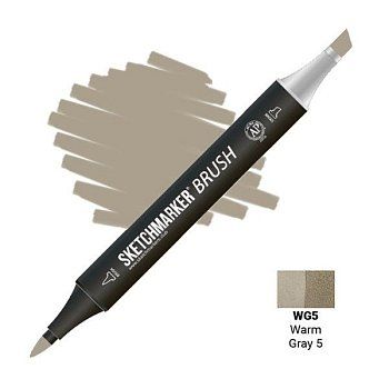 Маркер SKETCHMARKER Brush двухсторонний на спирт.основе WG5 Теплый серый 5 MPSMB-WG5 Маркер SKETCHMARKER Brush двухсторонний на спирт.основе WG5 Теплый серый 5 MPSMB-WG5
