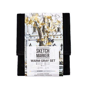 Набор маркеров SKETCHMARKER Warm Grey 12 шт + сумка-органайзер MPSM-12WMGR