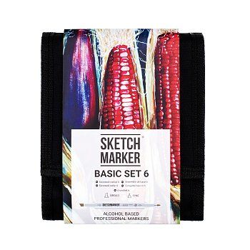 Набор маркеров SKETCHMARKER Basic 6 12 шт базовые оттенки + сумка-органайзер MPSM-12BAS6