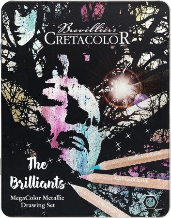 Набор цветных карандашей CRETACOLOR The Brilliants MegaColor 12 шт, увеличенные, мет.пенал CR29098