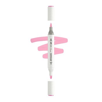 Маркер акриловый двусторонний СОНЕТ перо кисть/пуля 1 шт R605 розовый NP-273-R605